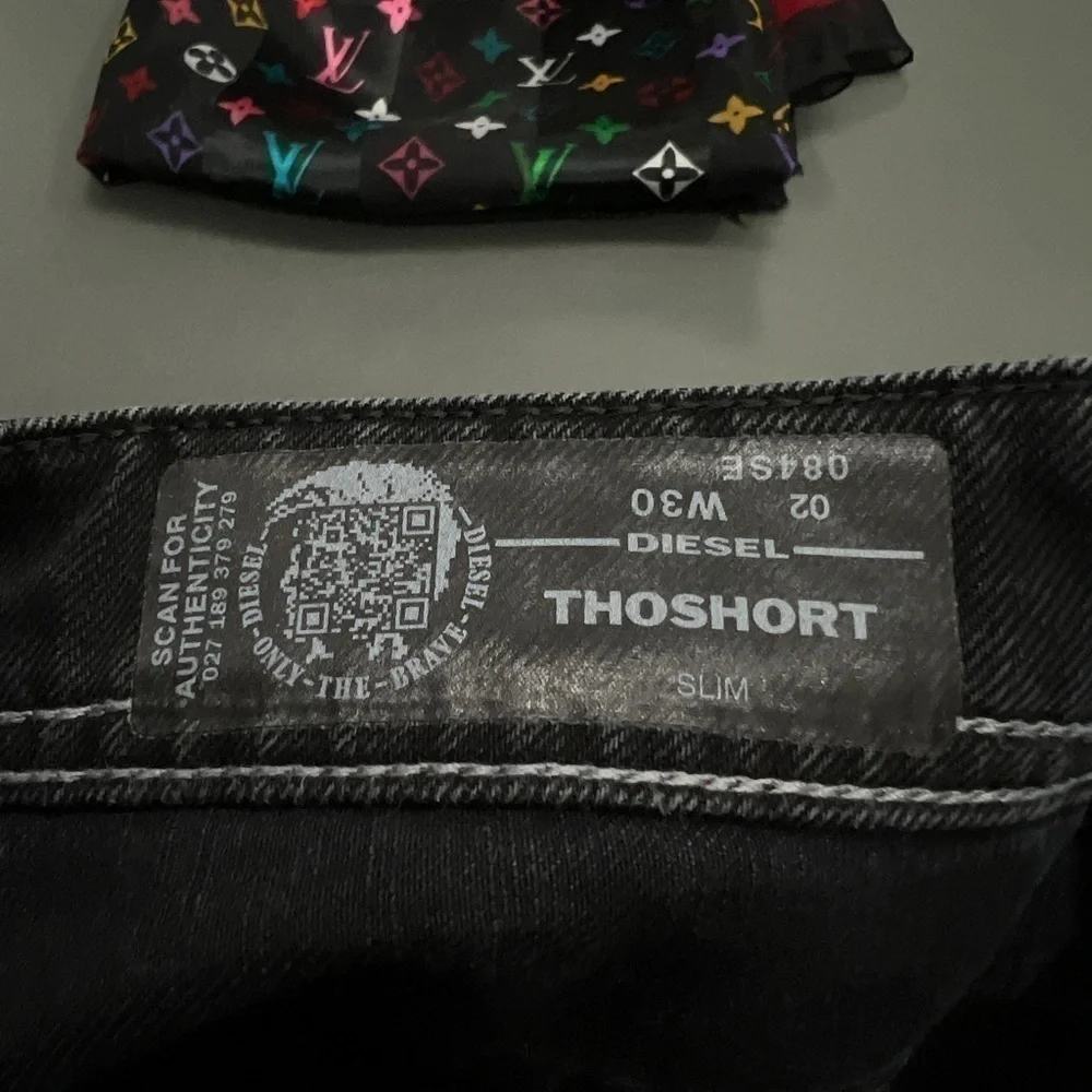 DIESEL Black Jean Shorts Distressed Ripped Knee